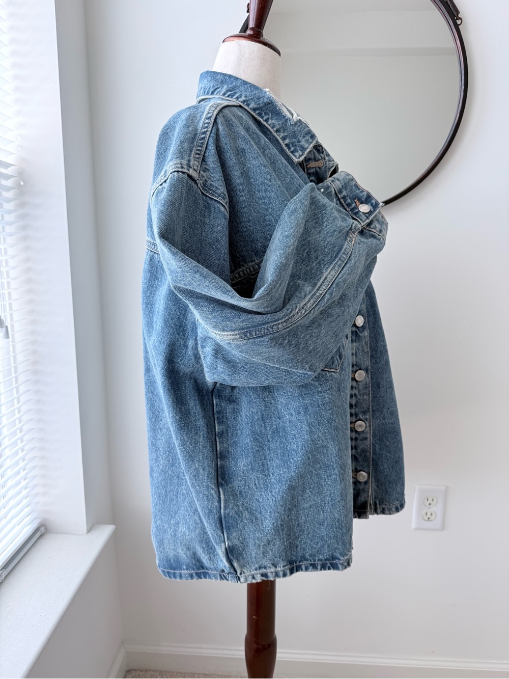 Oversized Blue Denim Shirt- Jacket/Shacket - Picture 4 of 10